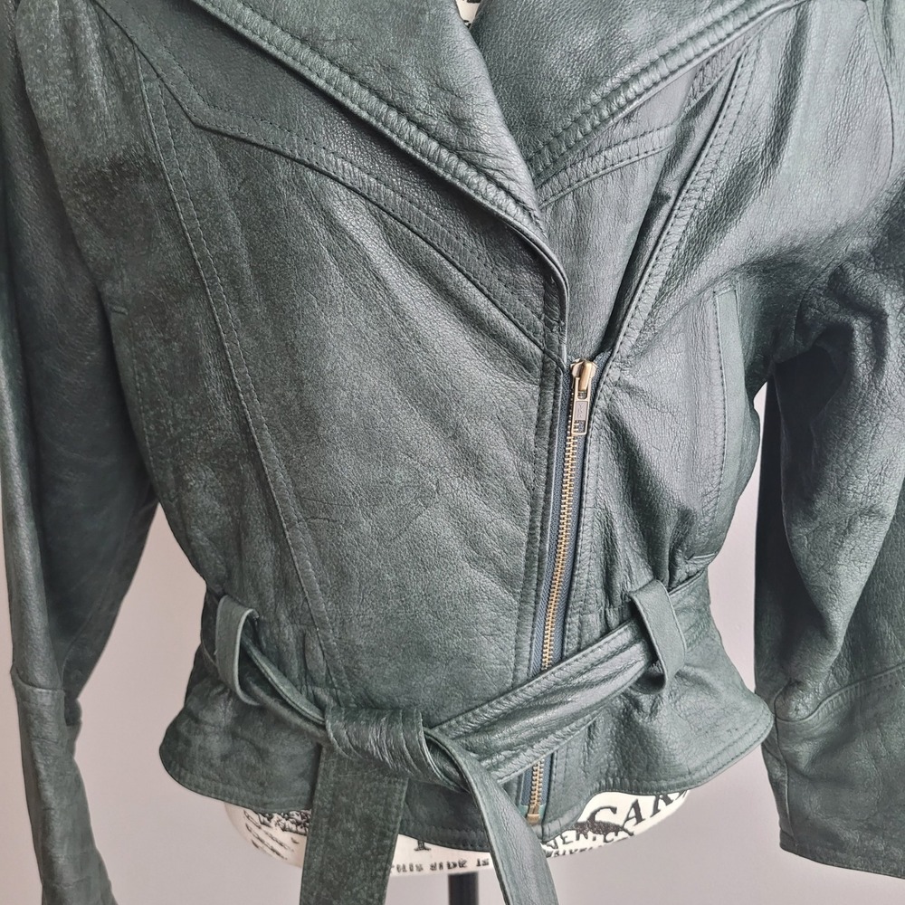 Vintage Adventure Bound Wilson's dark green leather bomber jacket thinsulate‎ - Picture 10 of 16